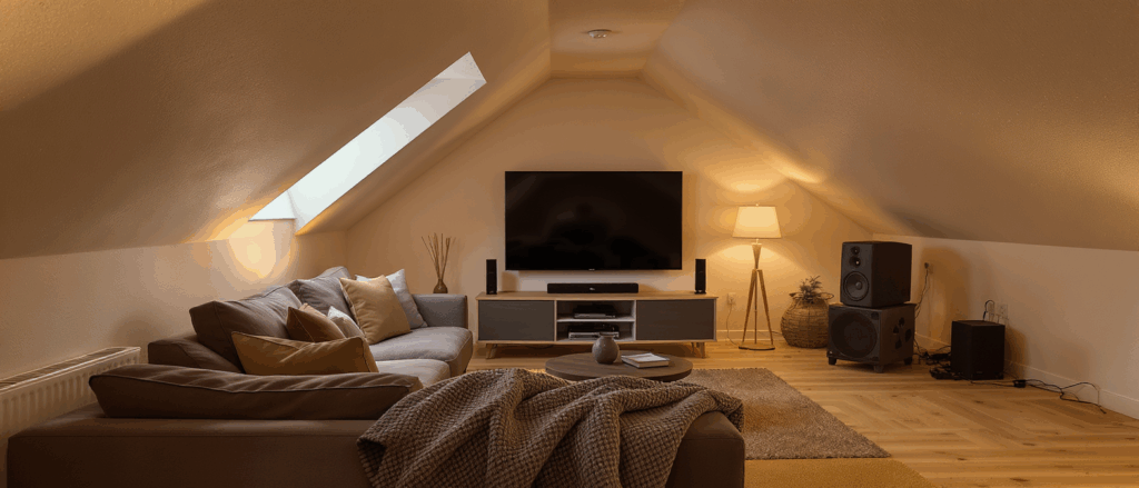 découvrez des idées inspirantes pour aménager un salon tv cosy sous combles, alliant confort et style. transformez cet espace sous les toits en un véritable havre de paix, parfait pour des soirées film en famille ou entre amis.