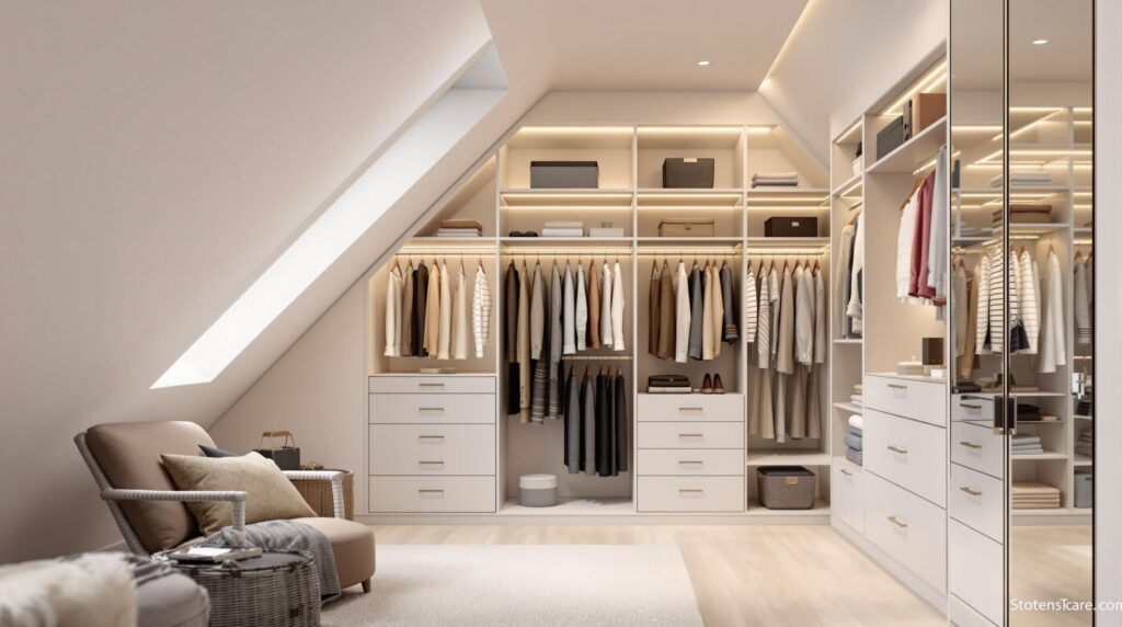 découvrez comment transformer vos combles en un dressing room fonctionnel et élégant. maximisez l'espace sous les combles avec des solutions d'aménagement sur mesure pour créer un espace de rangement pratique et stylé. inspirez-vous de nos conseils pour des combles aménagés sur mesure!